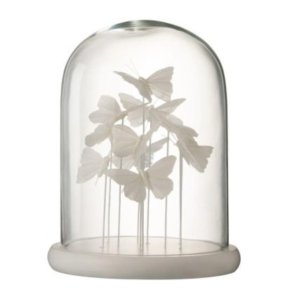 Objet à Poser | Cloche Décorative Design "Papillons" 30cm Blanc Accessoires Déco Blanc