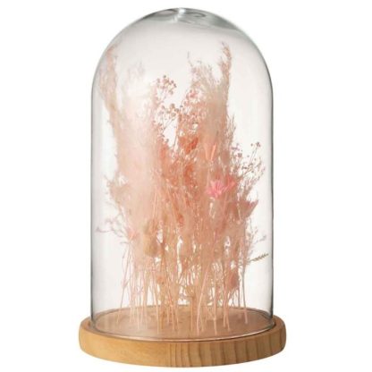 Objet à Poser | Cloche en Verre Déco "Fleurs Séchées" 38cm Rose Accessoires Déco Objet à Poser