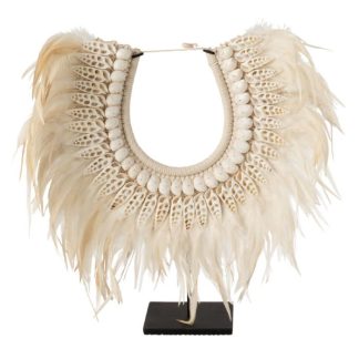 Objet à Poser | Collier Déco en Bois "Dora" 45cm Blanc Accessoires Déco Blanc