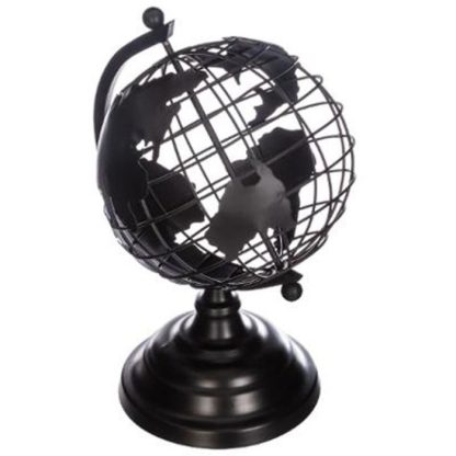 Objet à Poser | Décoration à Poser en Métal "Globe" 25cm Noir Accessoires Déco Noir