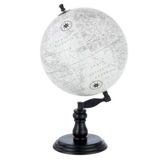 Objet à Poser | Globe sur Pied en Bois "Terrestre" 50cm Noir & Gris Accessoires Déco Noir& Gris