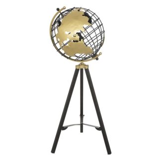 Objet à Poser | Globe sur Pied en Métal "Ramon" 70cm Noir & Or Accessoires Déco Noir & Or