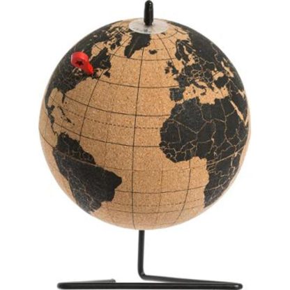 Objet à Poser | Globe Terrestre en Liège "CorkWorld" 19cm Noir Accessoires Déco Naturel & Noir