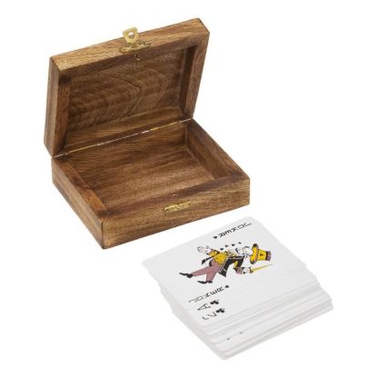 Objet à Poser | Jeu de Cartes en Bois "Odile" 11cm Marron Accessoires Déco Marron