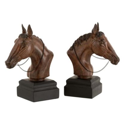 Objet à Poser | Lot de 2 Serre-Livres Design "Cheval" 29cm Marron Accessoires Déco Marron