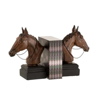 Objet à Poser | Lot de 2 Serre-Livres Design "Cheval" 29cm Marron Accessoires Déco Marron