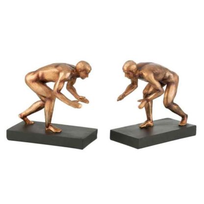 Objet à Poser | Lot de 2 Serre-Livres "Gymnaste" 15cm Bronze Accessoires Déco Bronze & Noir