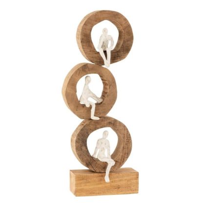 Objet à Poser | Lot de 3 Personnages Réfléchissant "Tijana" 56cm Naturel Accessoires Déco Naturel & Blanc