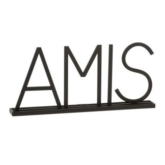 Objet à Poser | Mot Déco en Métal "Amis" 48cm Noir Accessoires Déco Noir