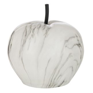 Objet à Poser | Pomme Déco "Effet Marbre" 27cm Blanc Accessoires Déco Blanc