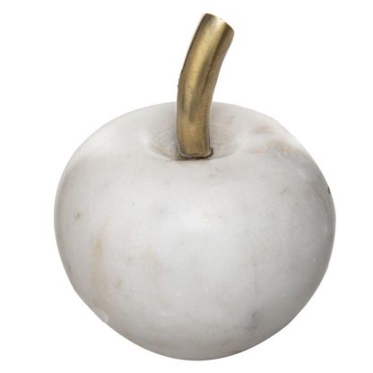 Objet à Poser | Pomme Déco en Marbre "Sublima" 13cm Blanc Accessoires Déco Blanc