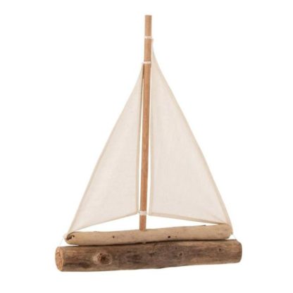 Objet à Poser | Voilier Déco "Bois Flotté" 48cm Naturel Accessoires Déco Naturel