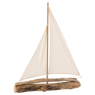 Objet à Poser | Voilier Déco "Bois Flotté" 77cm Naturel Accessoires Déco Naturel