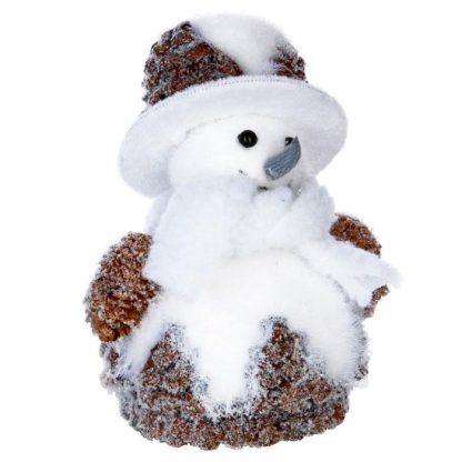 Objet Décoratif | Bonhomme de Neige Déco "Glacé" 29cm Blanc Décoration de Noël Blanc