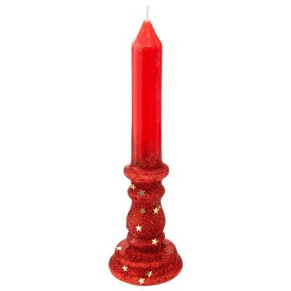 Objet Décoratif | Bougie Chandelle "Colorama" 20cm Rouge Décoration de Noël Objet Décoratif