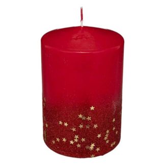 Objet Décoratif | Bougie Déco Paillettes "Colorama" 90g Rouge Décoration de Noël Objet Décoratif