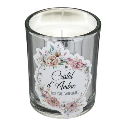 Objet Décoratif | Bougie Parfumée "Souffle Polaire" 210g Cristal d’Ambre Décoration de Noël Blanc