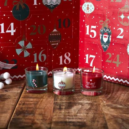 Objet Décoratif | Calendrier de l’Avent 24 Bougies Parfumées "Noël" 30cm Rouge Décoration de Noël Objet Décoratif