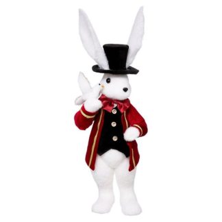 Objet Décoratif | Lapin Cirque Déco "La Piste" 53cm Blanc & Rouge Décoration de Noël Blanc & Rouge