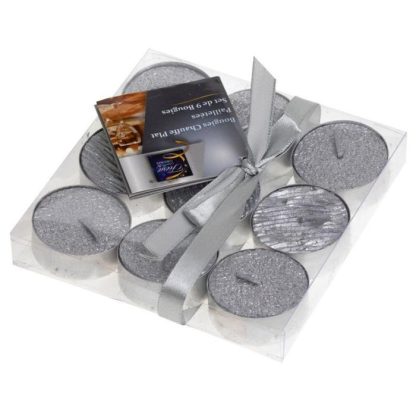 Objet Décoratif | Lot de 9 Bougies Paillettes "Colorama" 12g Argent Décoration de Noël Argent