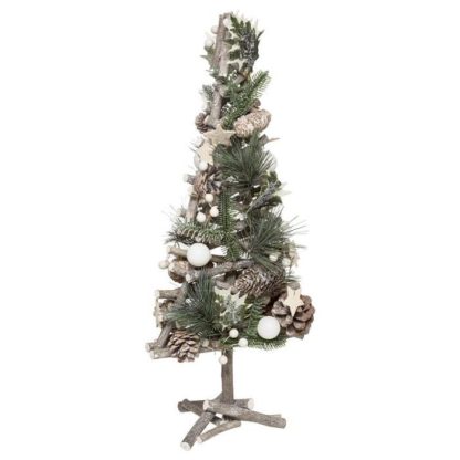 Objet Décoratif | Sapin Déco en Bois "Cocon" 55cm Vert & Naturel Décoration de Noël Objet Décoratif