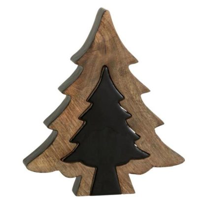 Objet Décoratif | Sapin de Noël à Poser "Puzzle" 30cm Noir & Naturel Décoration de Noël Noir & Naturel