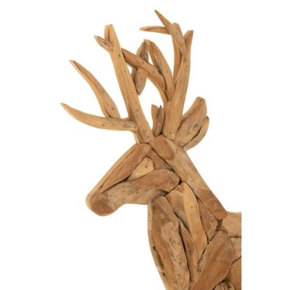 Objet Décoratif | Statue Déco en Bois "Cerf" 140cm Naturel Décoration de Noël Naturel