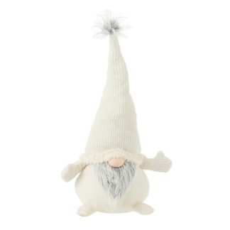 Objet Décoratif | Statue Déco Lutin "Barbe" 80cm Blanc & Gris Décoration de Noël Blanc & Gris