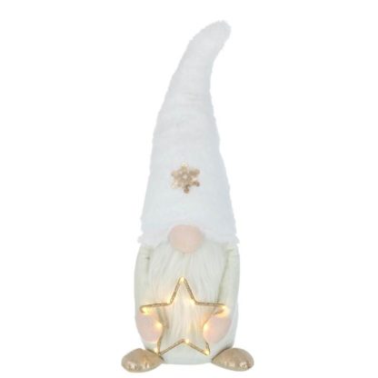 Objet Décoratif | Statue Déco Lutin "Étoile Led" 59cm Beige Décoration de Noël Beige