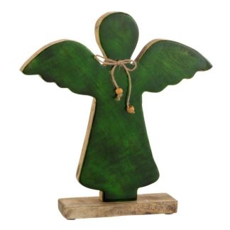 Objet Décoratif | Statuette Déco Ange "Gabriel" 26cm Vert Décoration de Noël Objet Décoratif