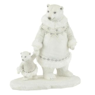 Objet Décoratif | Statuette Déco "Ours Polaire Main" 25cm Blanc Décoration de Noël Blanc