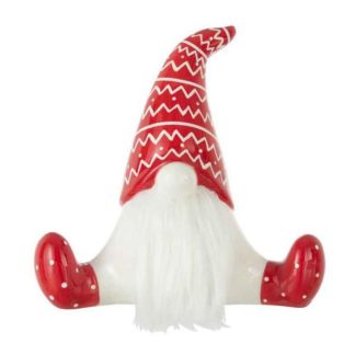 Objet Décoratif | Statuette Déco "Père Noël Assis" 25cm Rouge & Blanc Décoration de Noël Objet Décoratif