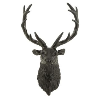 Objet Mural Décoratif | Trophée Mural Déco "Tête de Cerf" 57cm Noir Décoration Murale Noir