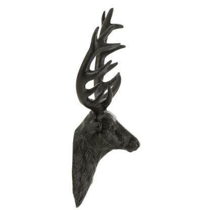 Objet Mural Décoratif | Trophée Mural Déco "Tête de Cerf" 57cm Noir Décoration Murale Noir