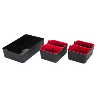 Organiseur de Tiroir | Lot de 7 Boîtes de Rangement "Souple" 26cm Noir Boîtes & Rangements Noir & Rouge