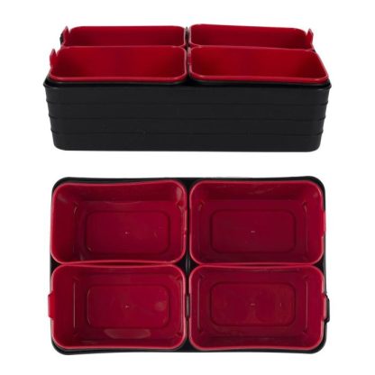 Organiseur de Tiroir | Lot de 7 Boîtes de Rangement "Souple" 26cm Noir Boîtes & Rangements Noir & Rouge