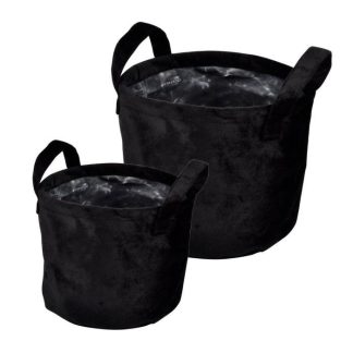 Panier de Rangement | Lot de 2 Panières Rondes "Velvet" 19cm Noir Boîtes & Rangements Noir