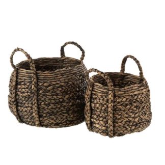 Panier de Rangement | Lot de 2 Paniers Déco "Compact" 40cm Marron Foncé Boîtes & Rangements Marron Foncé