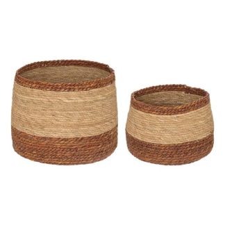 Panier de Rangement | Lot de 2 Paniers Déco "Lena" 38cm Naturel Boîtes & Rangements Naturel