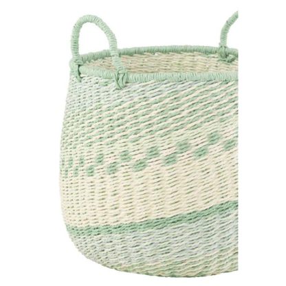 Panier de Rangement | Lot de 2 Paniers Déco "Zostère" 38cm Vert & Beige Boîtes & Rangements Panier de Rangement