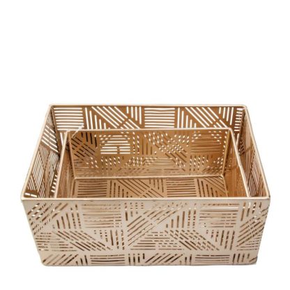 Panier de Rangement | Lot de 2 Paniers de Rangement "Ajouré" 25cm Or Boîtes & Rangements Or