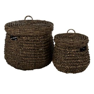 Panier de Rangement | Lot de 2 Paniers de Rangement en Jonc "Maurice" 50cm Marron Boîtes & Rangements Marron