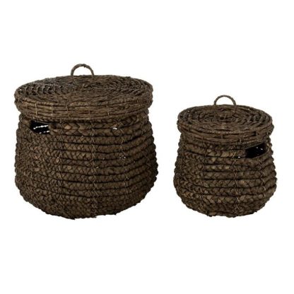 Panier de Rangement | Lot de 2 Paniers de Rangement en Jonc "Maurice" 50cm Marron Boîtes & Rangements Marron