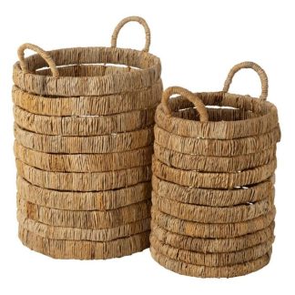 Panier de Rangement | Lot de 2 Paniers en Jacinthe "Cylindre" 57cm Naturel Boîtes & Rangements Naturel