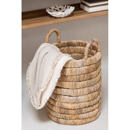 Panier de Rangement | Lot de 2 Paniers en Jacinthe "Cylindre" 57cm Naturel Boîtes & Rangements Naturel