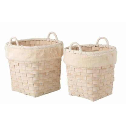 Panier de Rangement | Lot de 2 Paniers "Imitation Fourrure" 39cm Naturel Boîtes & Rangements Naturel & Crème