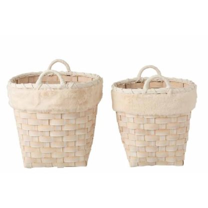 Panier de Rangement | Lot de 2 Paniers "Imitation Fourrure" 39cm Naturel Boîtes & Rangements Naturel & Crème