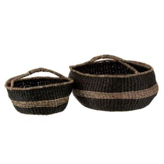 Panier de Rangement | Lot de 2 Paniers Ronds "Zostère" 60cm Noir Boîtes & Rangements Noir