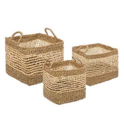 Panier de Rangement | Lot de 3 Paniers Carrés "Notin" 35cm Naturel Boîtes & Rangements Naturel