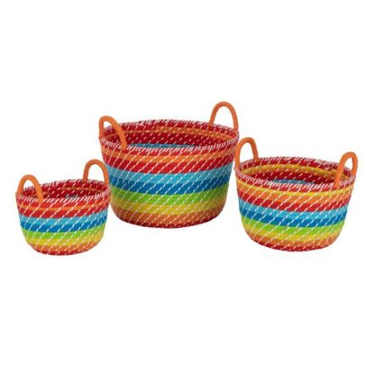 Panier de Rangement | Lot de 3 Paniers Déco "Arc en Ciel" 39cm Multicolore Boîtes & Rangements Multicolore